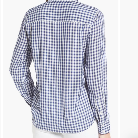 GAP Boyfriend Gingham Check Blue Breezy Tailored Button Down Shirt XS - Picture 5 of 11